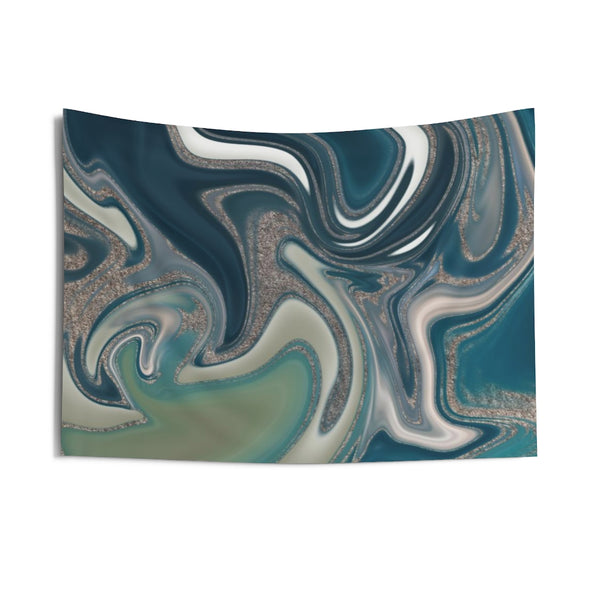 Abstract Tapestry | Green White Lime Teal
