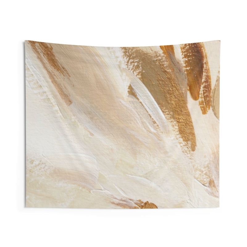 Abstract Tapestry | White Beige Yellow Paint Strokes