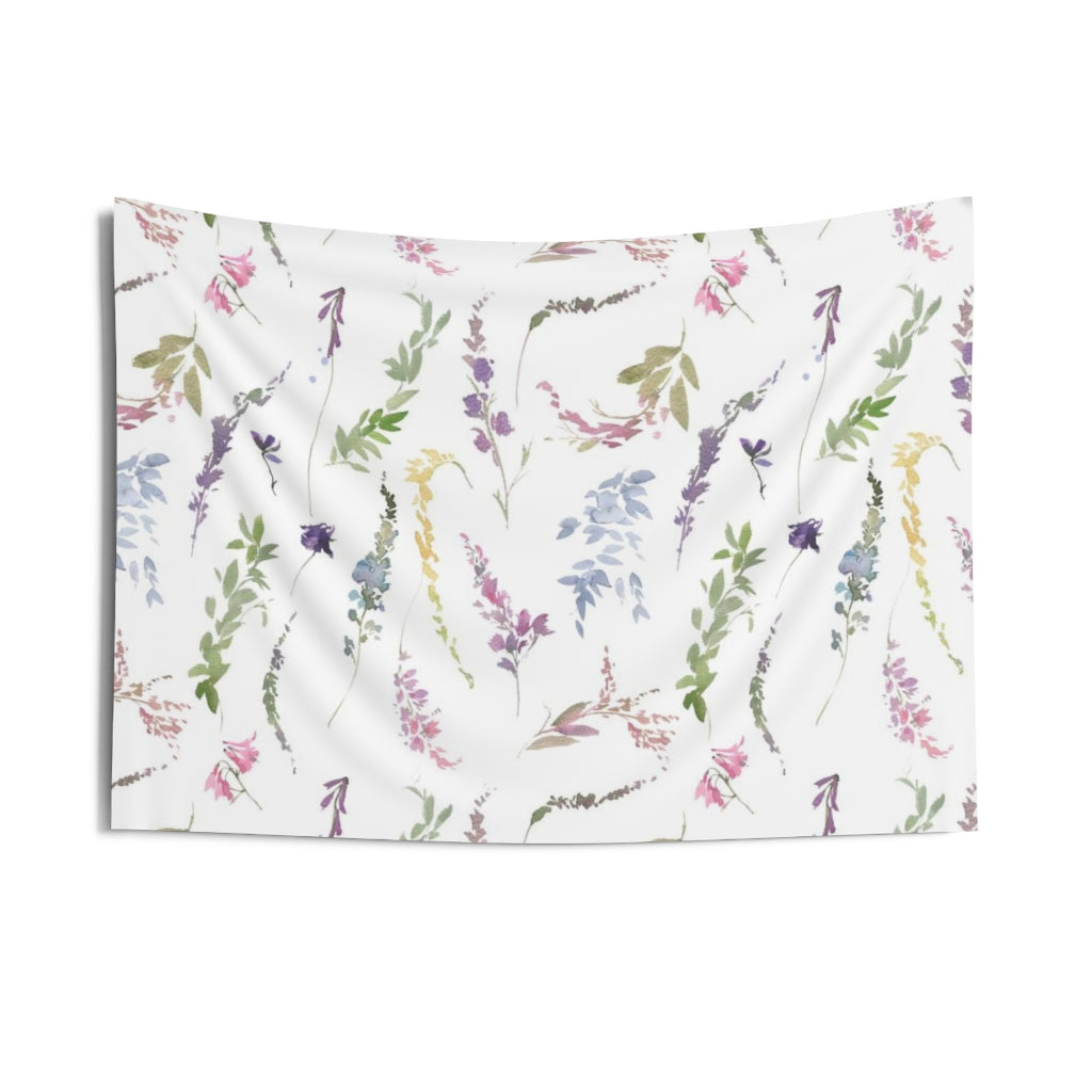 Floral Tapestry | Pastel Rainbow White Spring Flowers