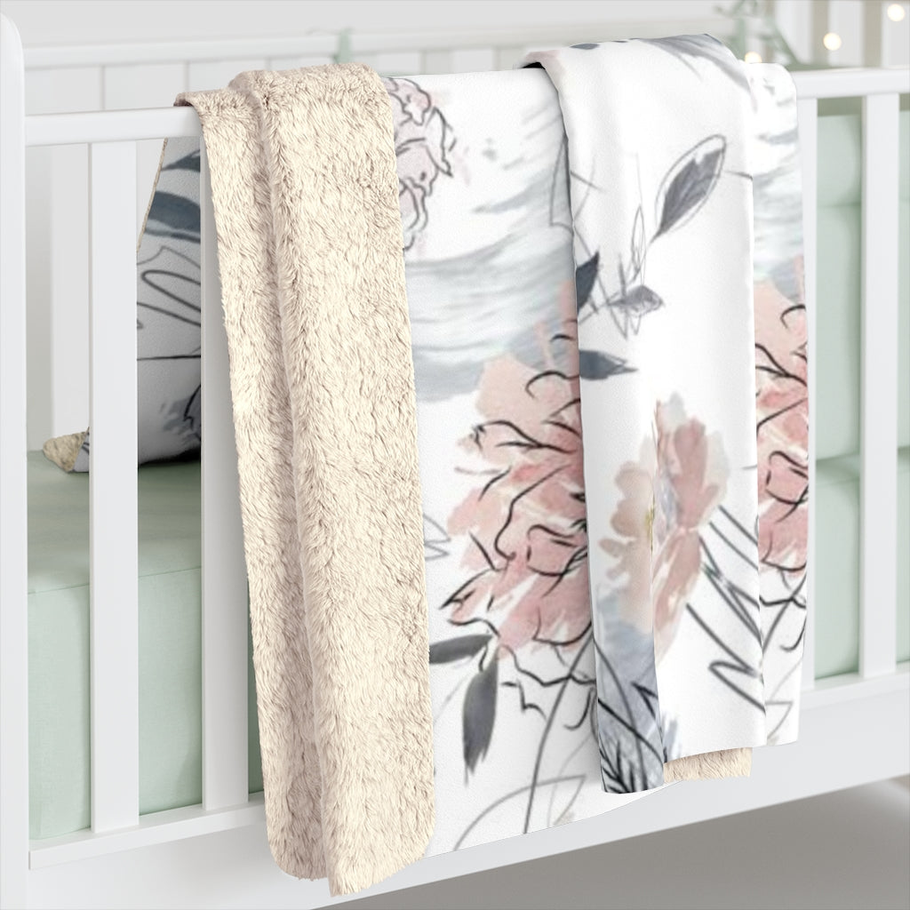 Floral Comfy Blanket | Beige Peonies