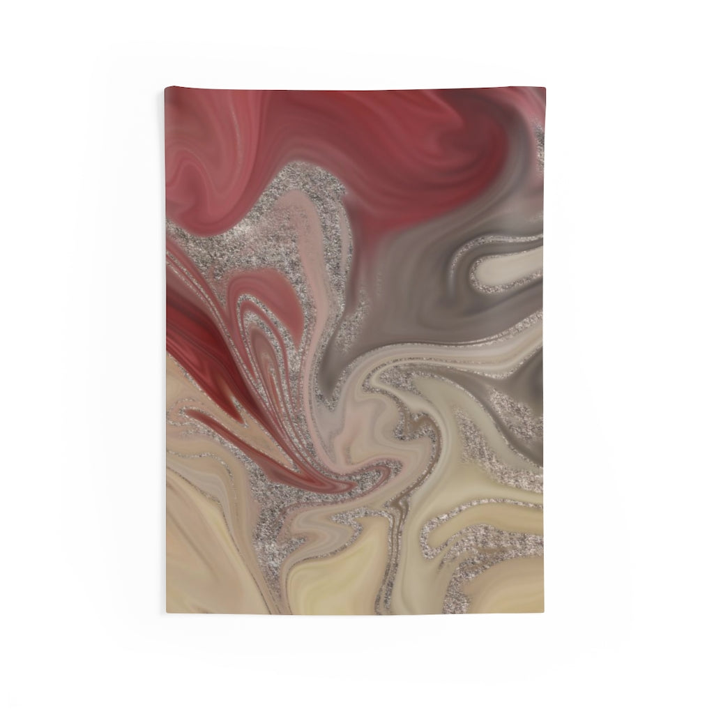 Abstract Tapestry | Red Beige Silver