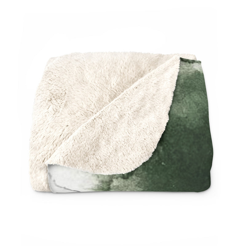 Abstract Boho Comfy Blanket | Green White Black