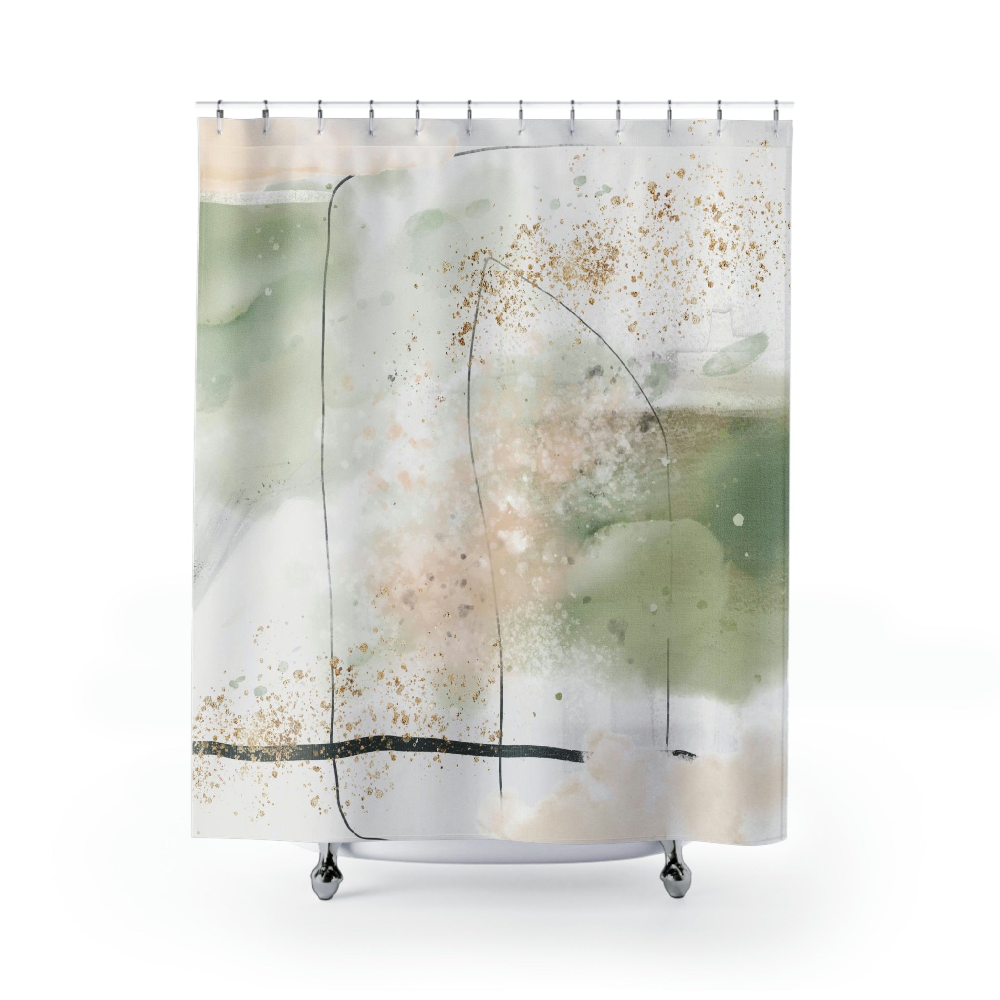 modern boho fabric shower curtain