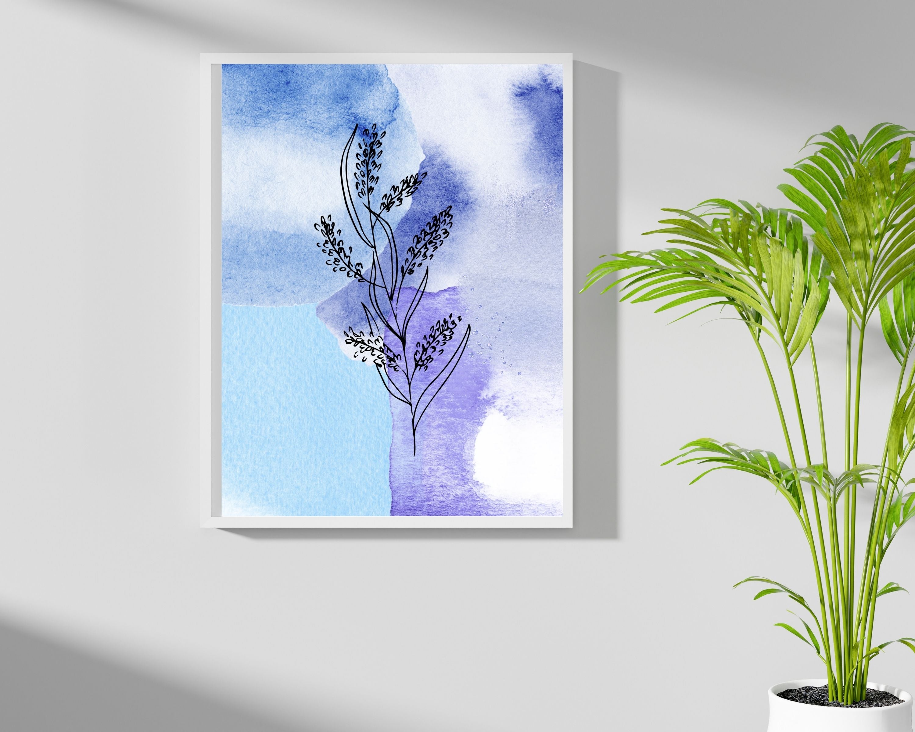 Abstract Boho Art Prints | Blue Lavender Floral