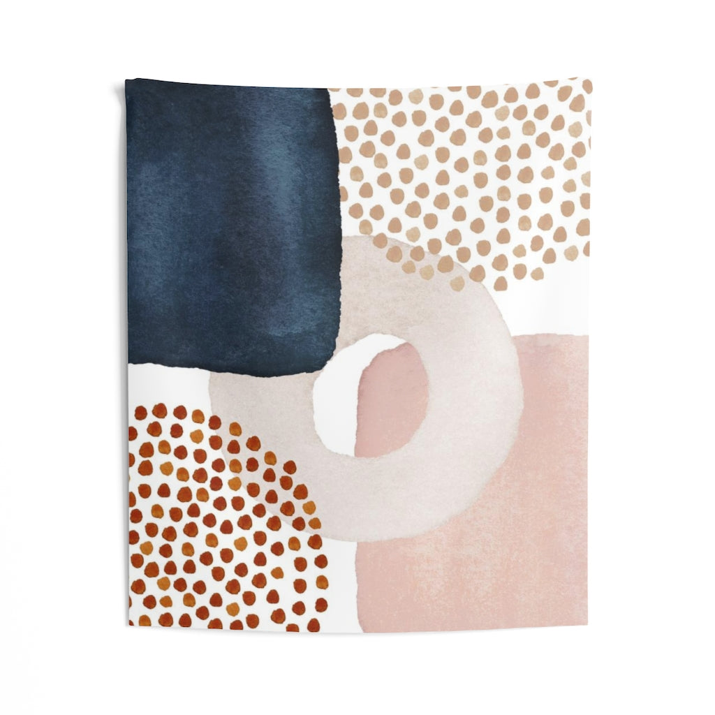 Abstract Tapestry | Navy Blue White Blush Pink Beige