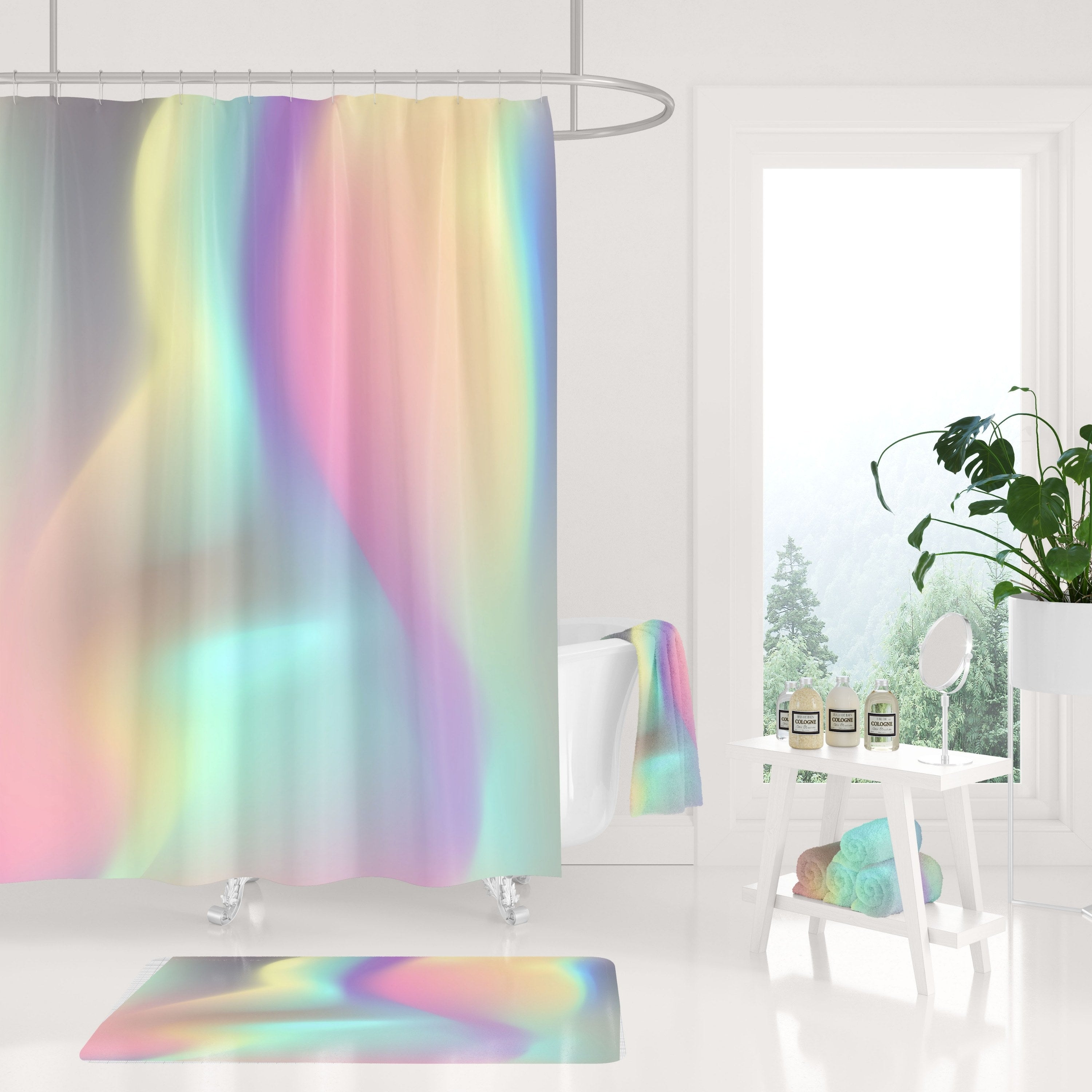 modern boho fabric shower curtain