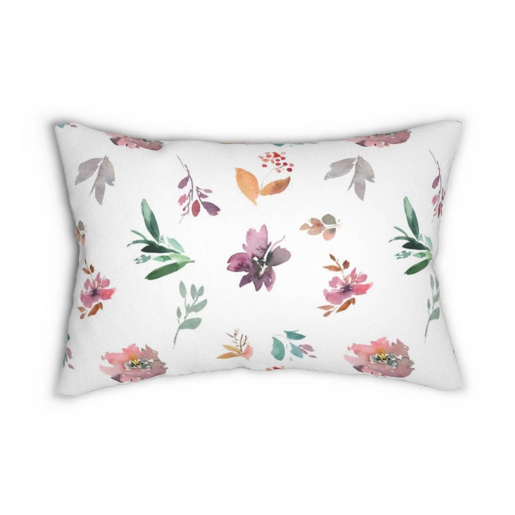 Floral Boho Lumbar Pillow | Purple Green Yellow