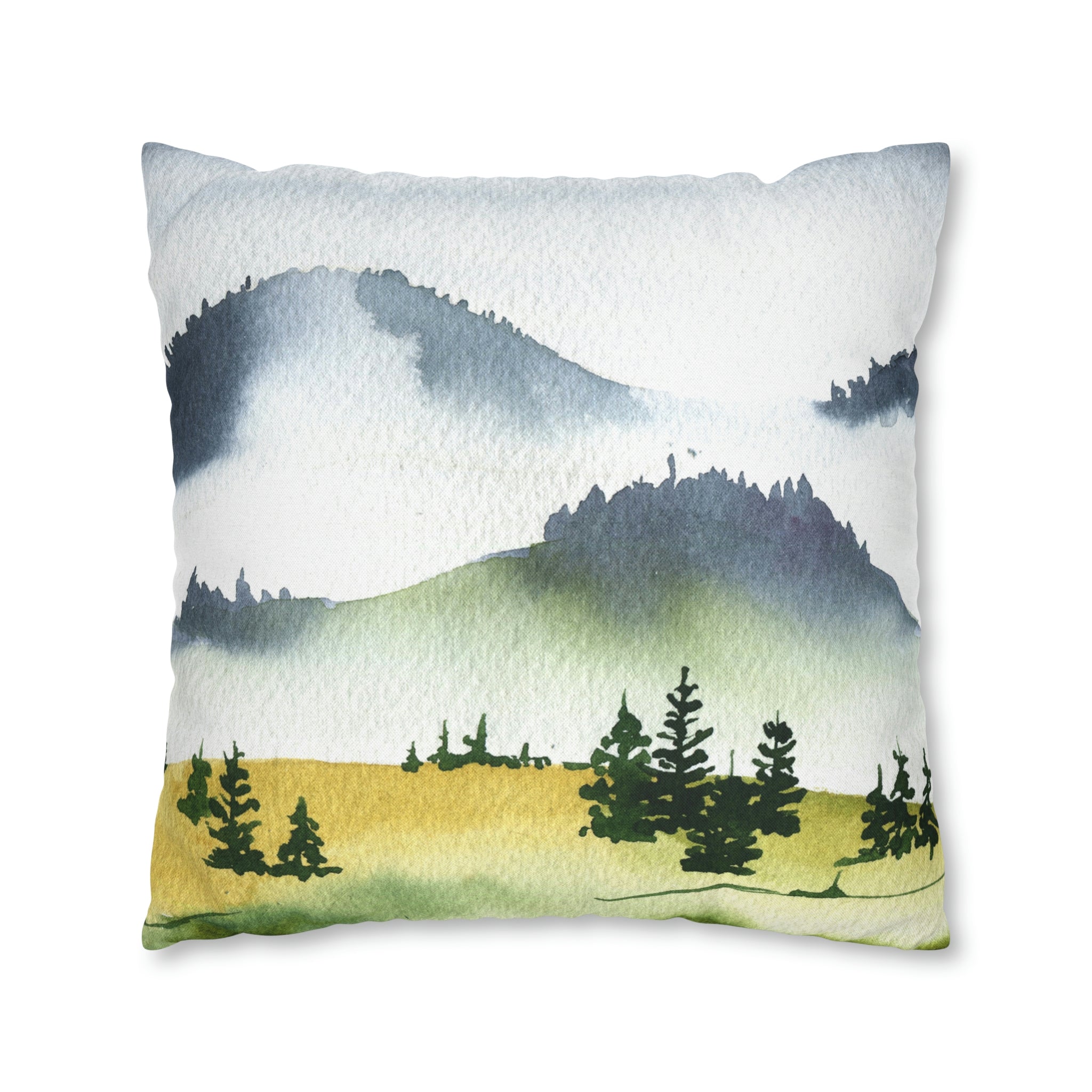 Floral Boho Pillow Cover | Mountain Green Trees