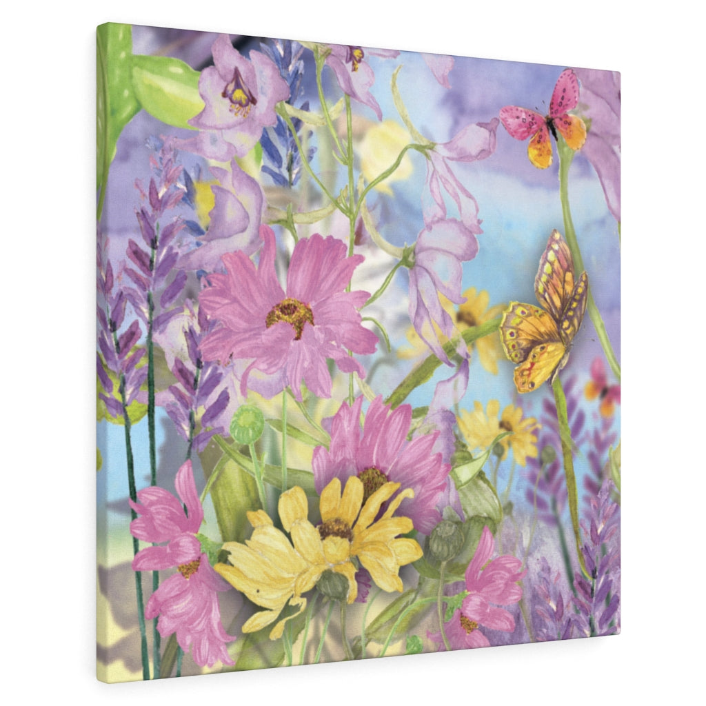 FLORAL WALL CANVAS ART | Purple Pink Yellow