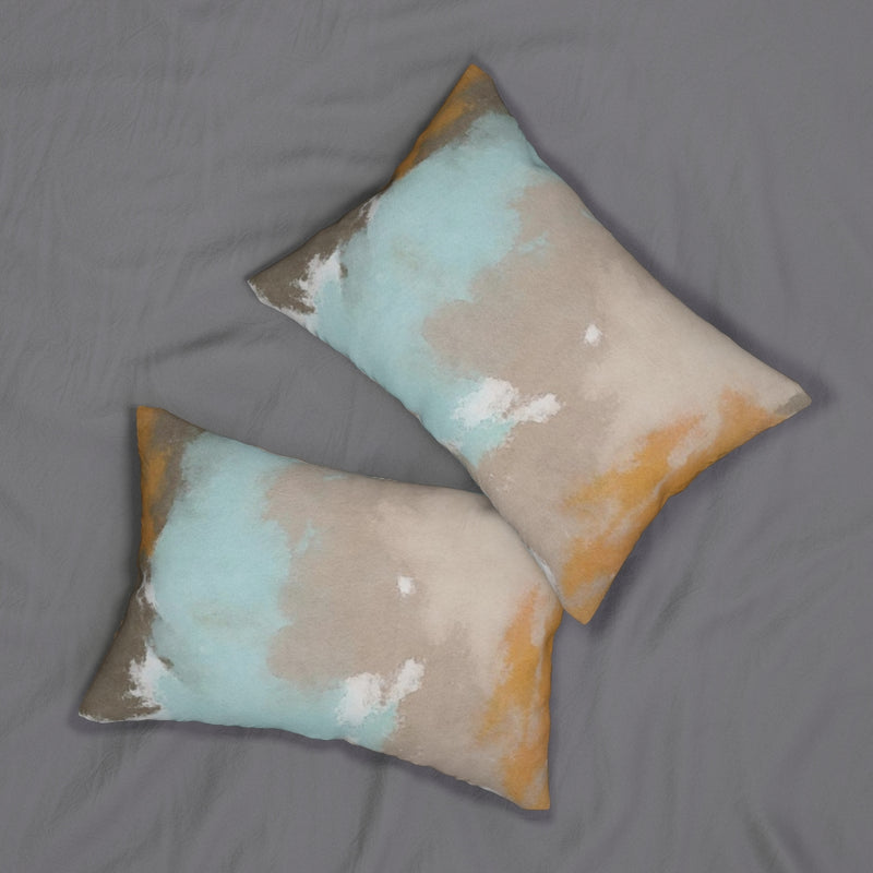 Abstract Boho Lumbar Pillow | Mint Green Beige Brown