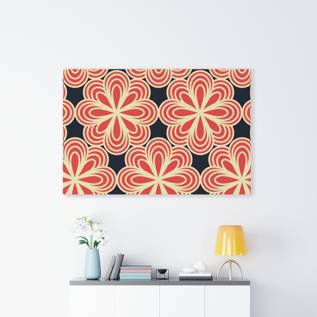 FLORAL CANVAS ART | Oriental Red Black Gold Flower