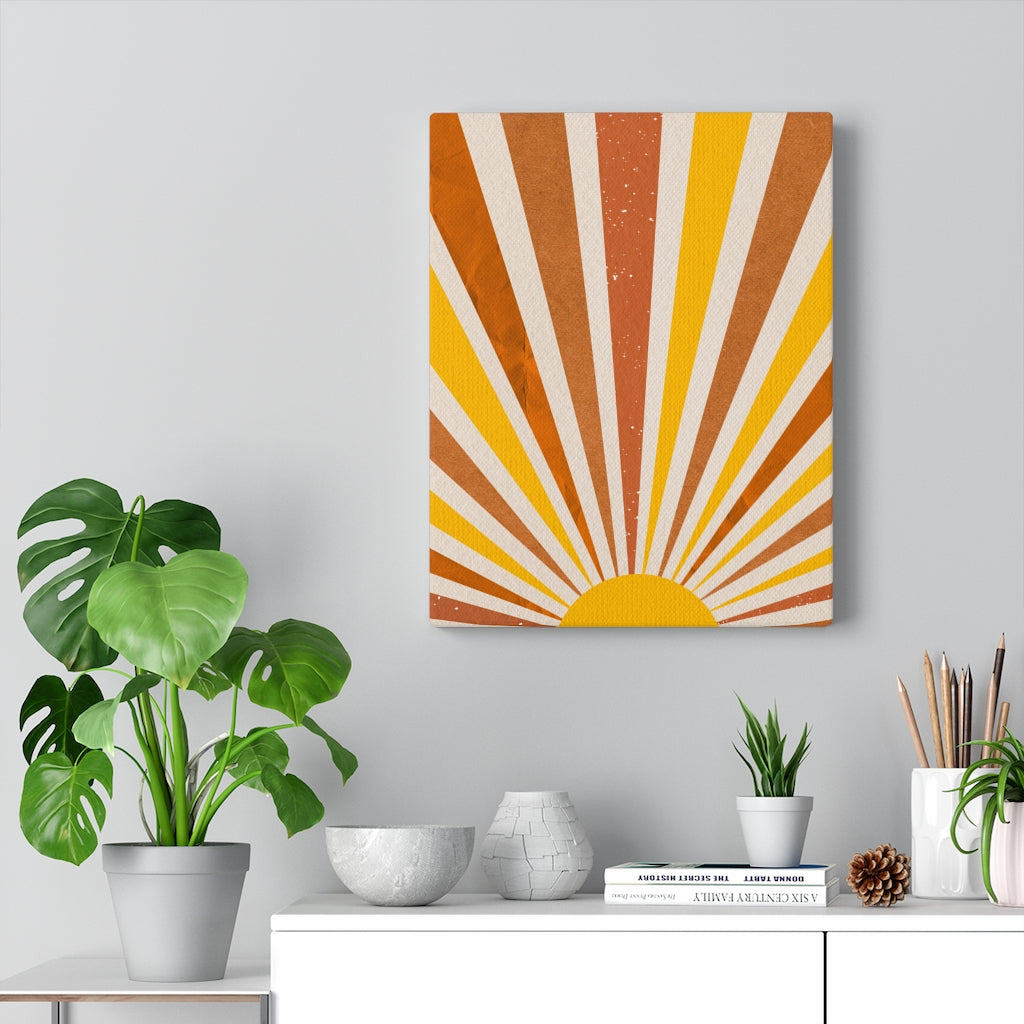 RETRO CANVAS ART | Orange Red Yellow Rising Sun