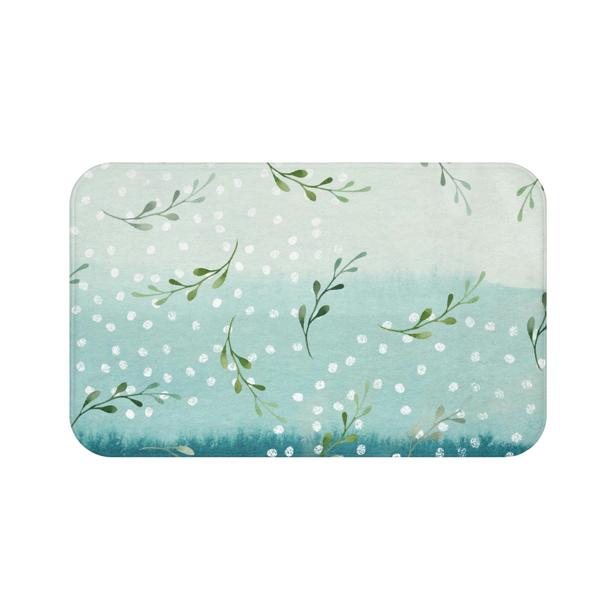 botanical green kitchen mat