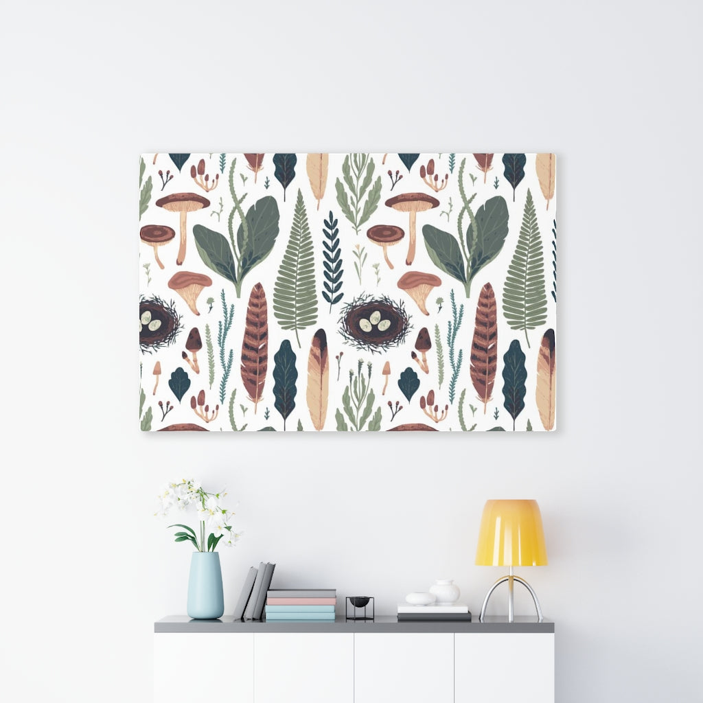 FLORAL WALL CANVAS ART | Green White Beige Burgundy