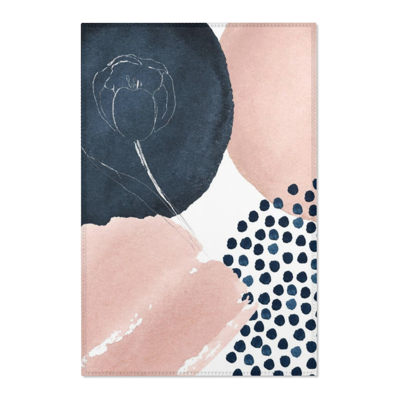 Abstract Area Rug |  Blush Pink Navy White Flower