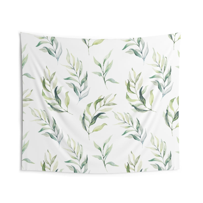 Floral Tapestry | White Green Leaves