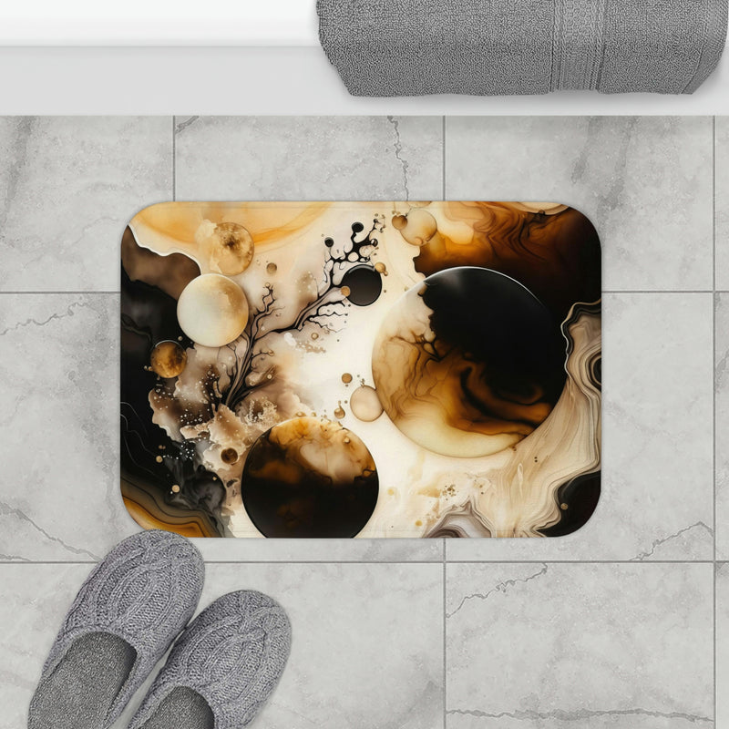 Earthy Ombre, Kitchen Bath Mat | Black Beige White