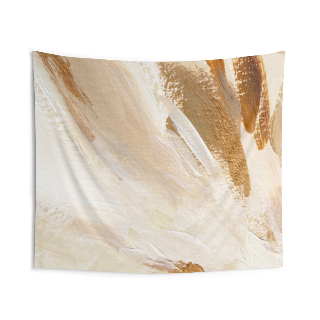 Abstract Tapestry | White Beige Yellow Paint Strokes