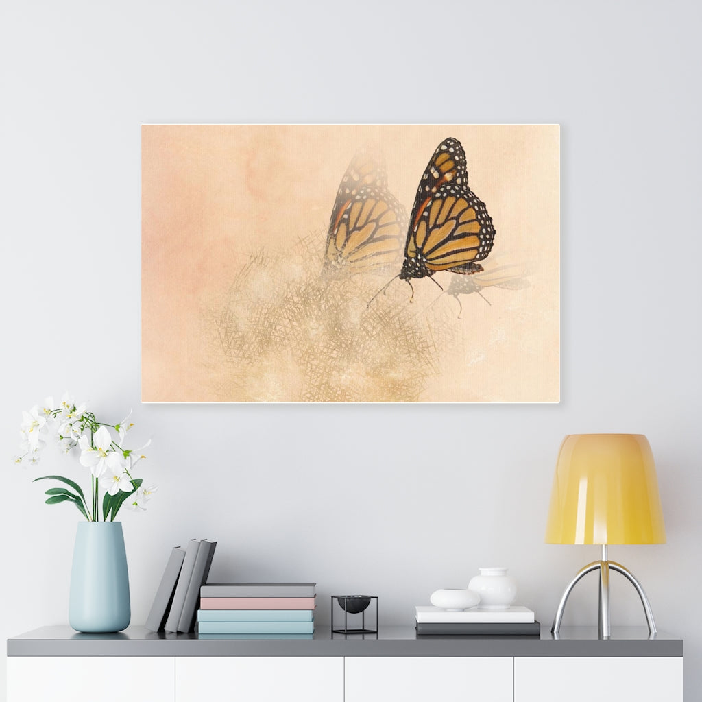 WHIMSICAL WALL CANVAS ART | Terracotta Gold Butterfly