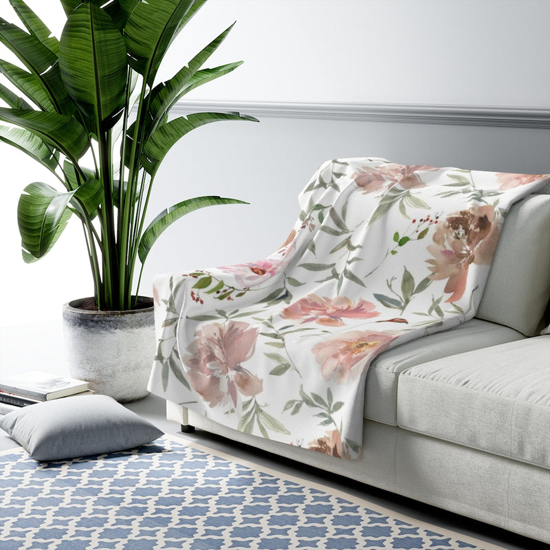 Floral Comfy Blanket | Coffee Blush Peonies