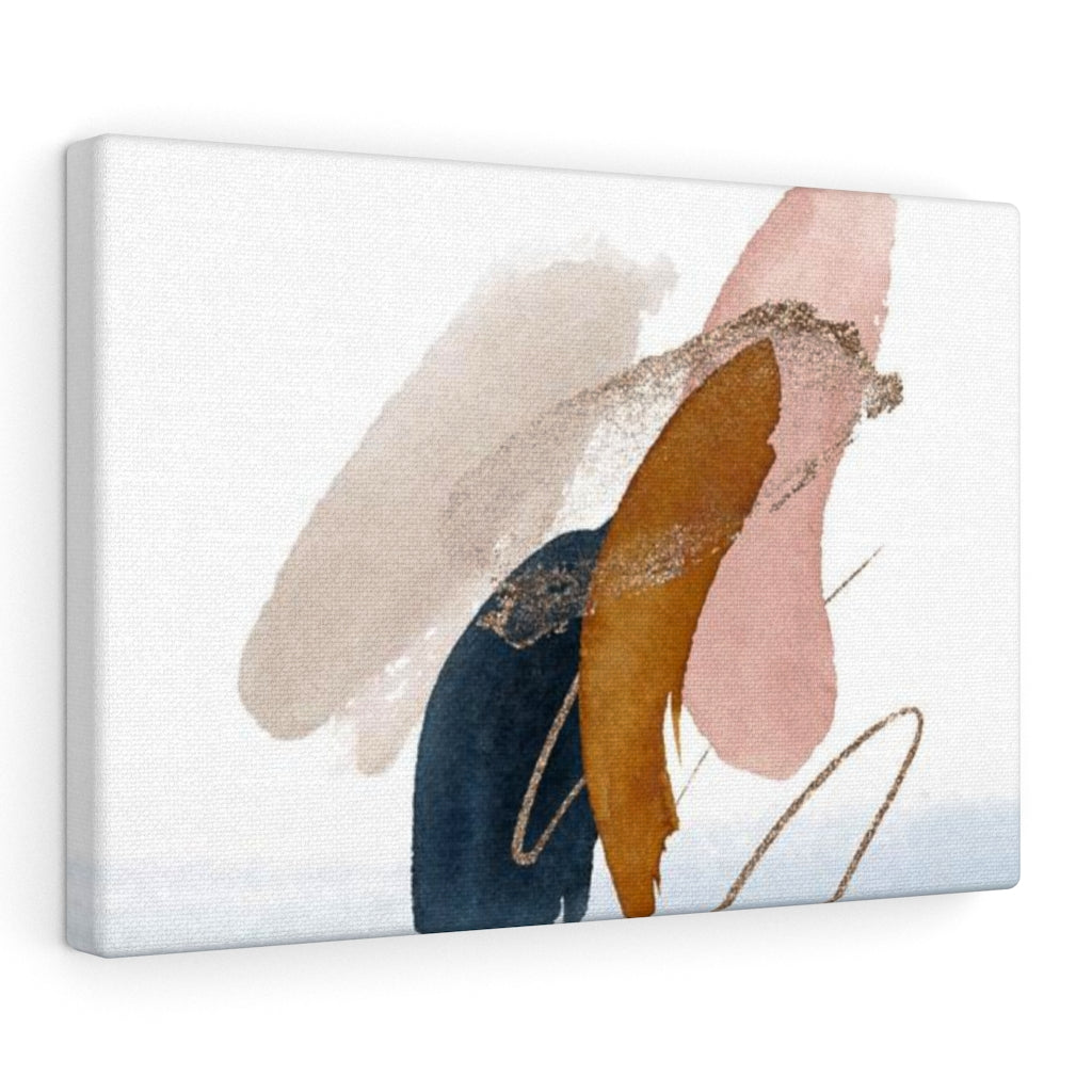 ABSTRACT WALL CANVAS ART | White Blush Pink Navy Blue Cream Gold