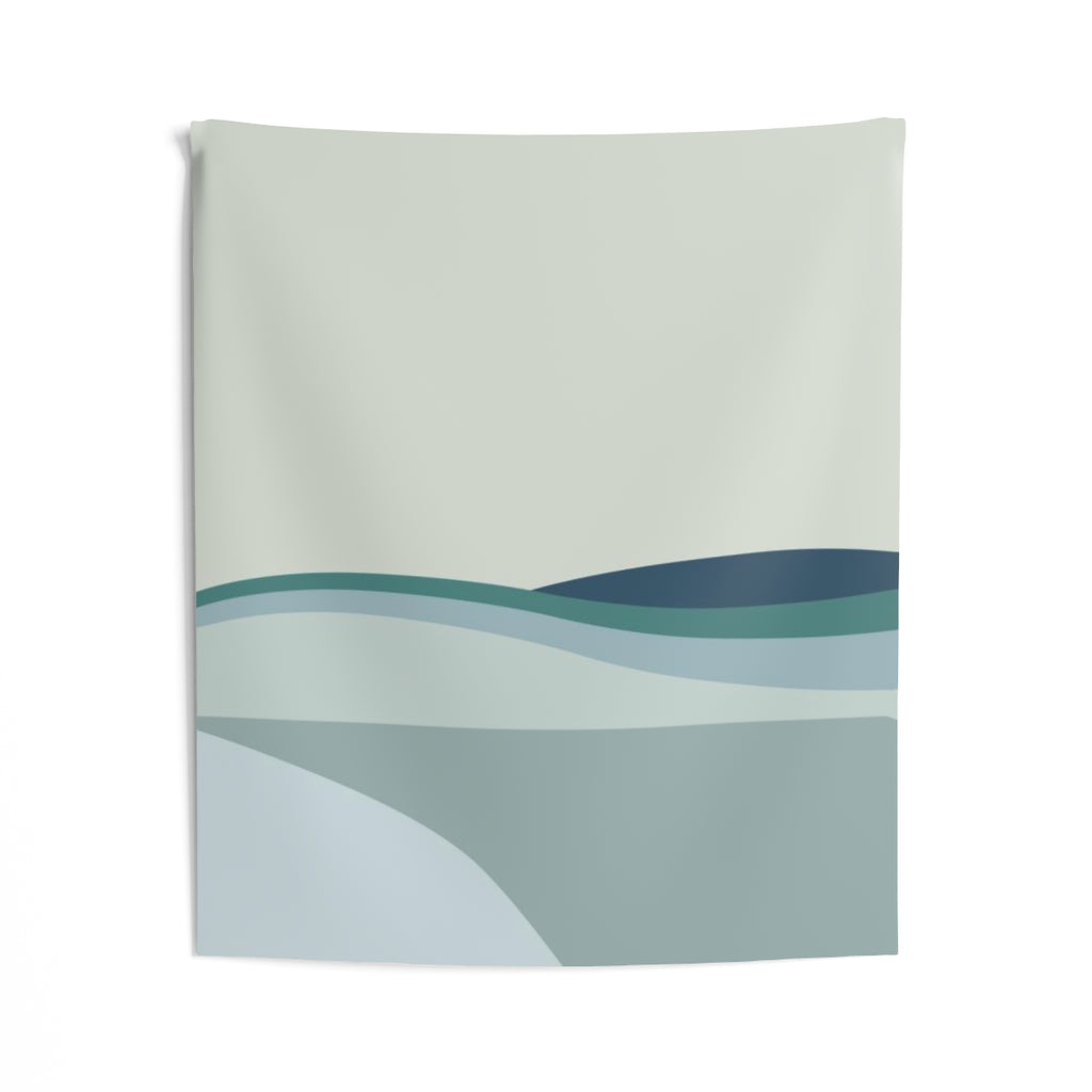 Abstract Tapestry | Sage Green Teal Pastel Blue