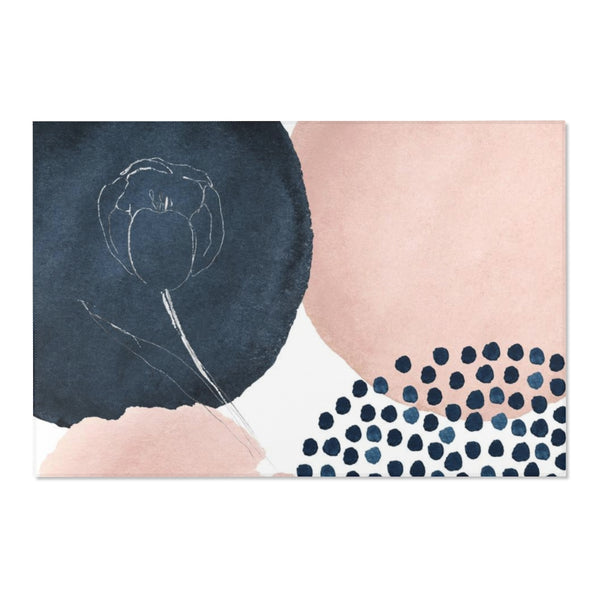 Abstract Area Rug |  Blush Pink Navy White Flower
