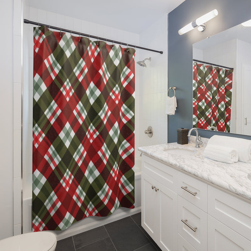 Christmas Shower Curtain | Green Red White