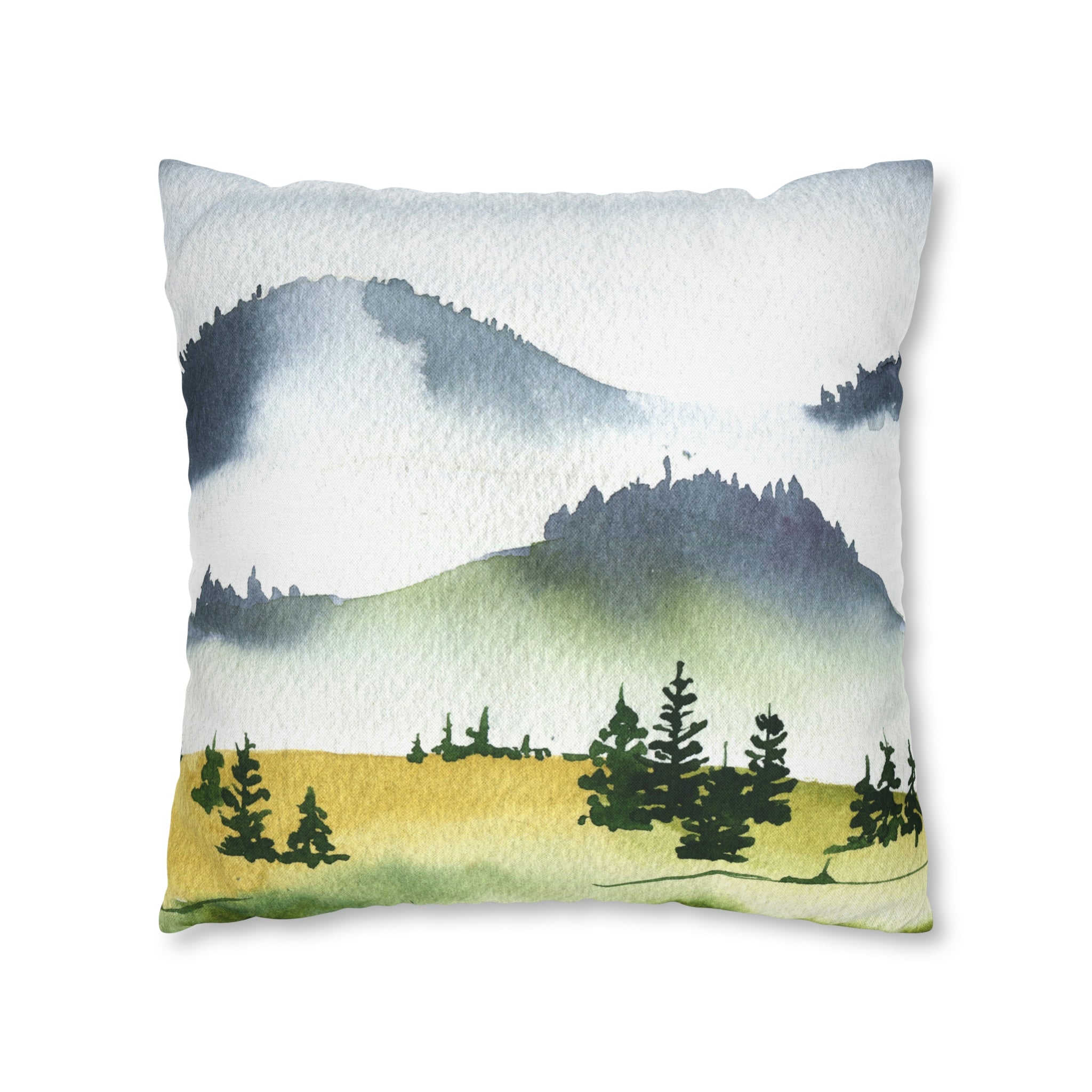 Floral Boho Pillow Cover | Mountain Green Trees