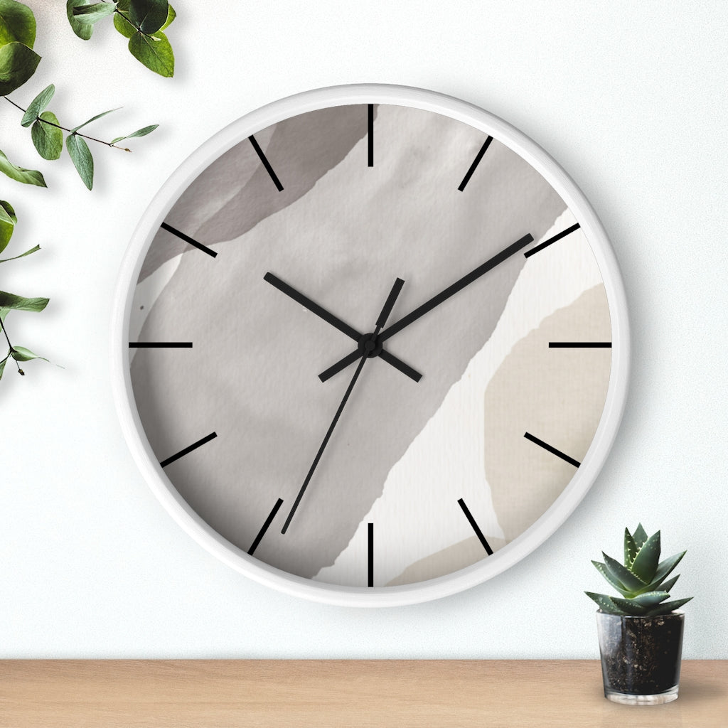 Wood,  Wall Clock, Gray Black 10"