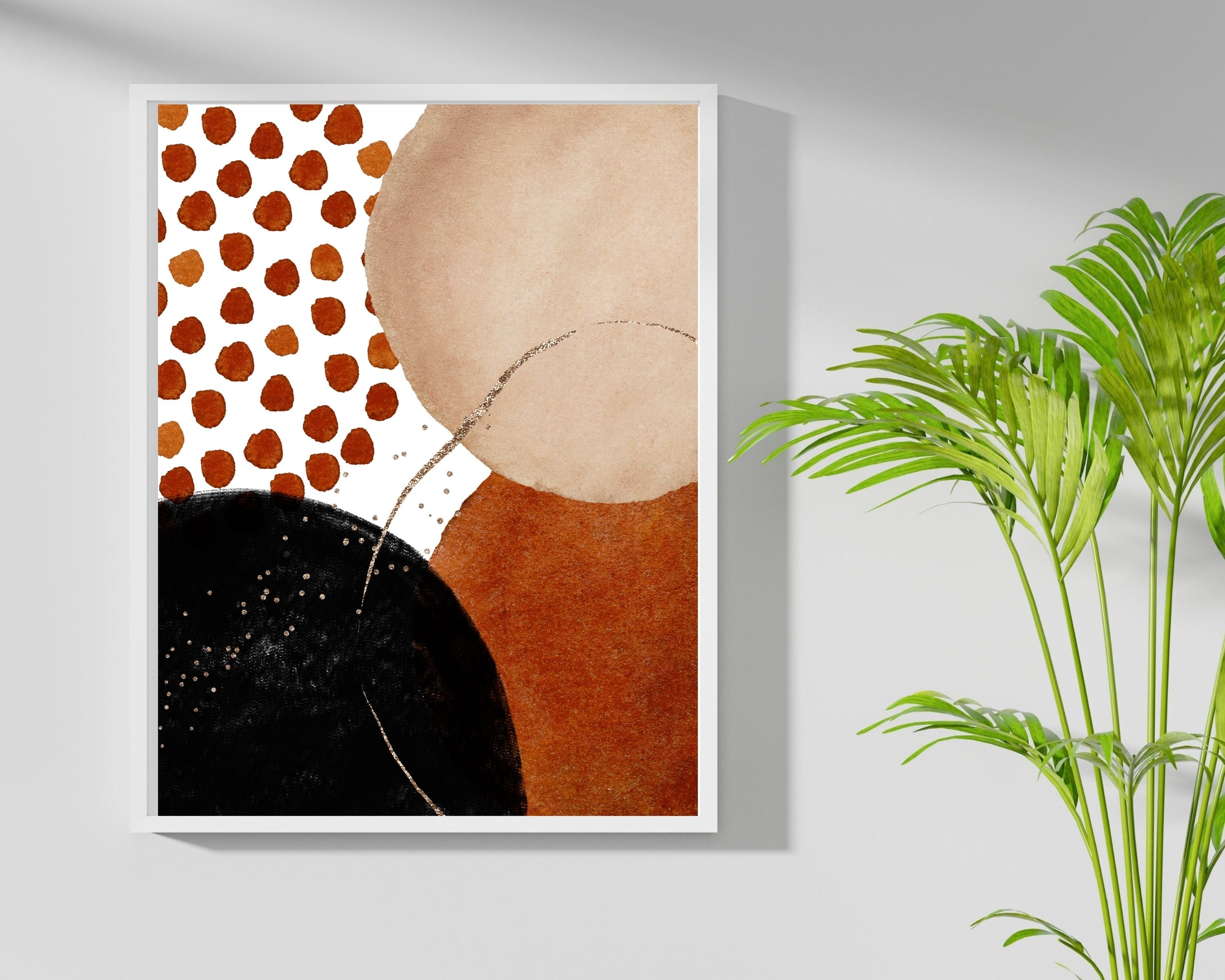 Abstract Boho Art Prints | Burnt Orange Gold Black