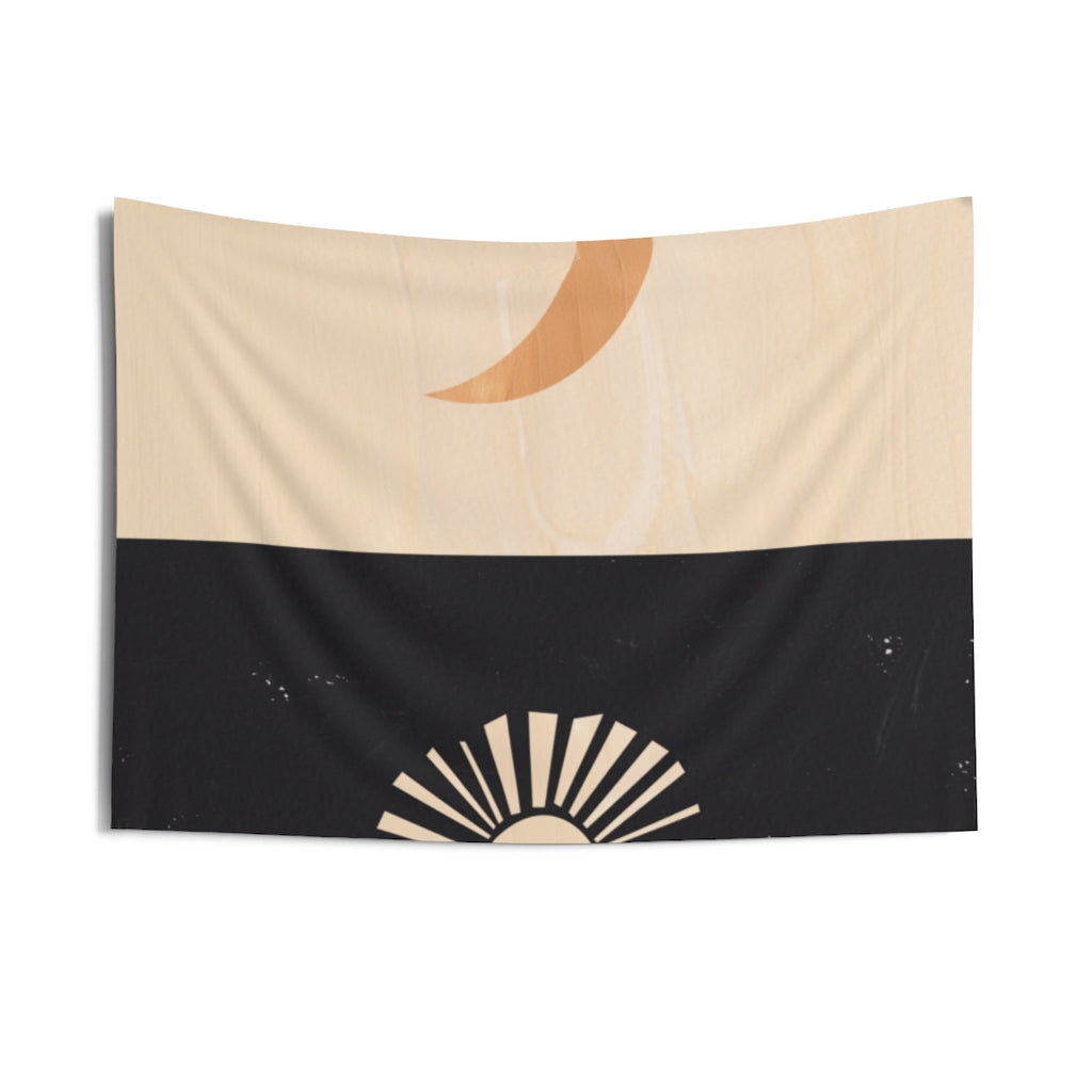 Abstract Tapestry | Sun and Moon Beige Black