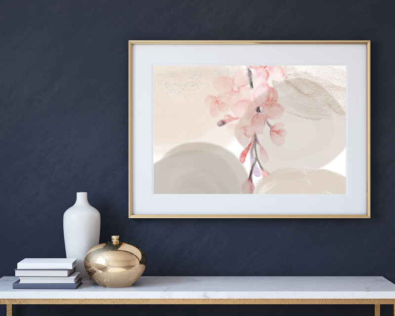 Abstract Boho Art Prints | Blush Pink Cream Floral
