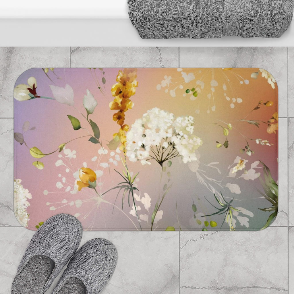 modern floral bath mat