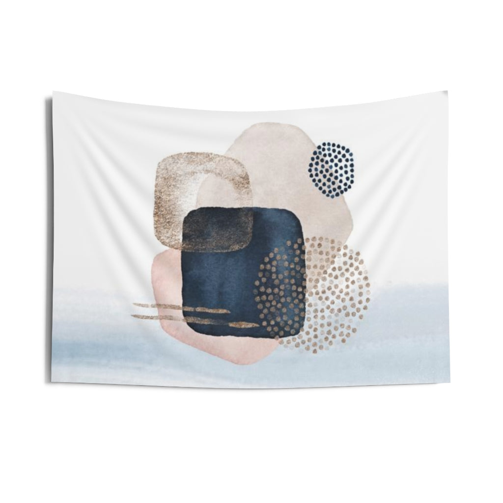 Abstract Tapestry | Navy Blue White Blush Pink