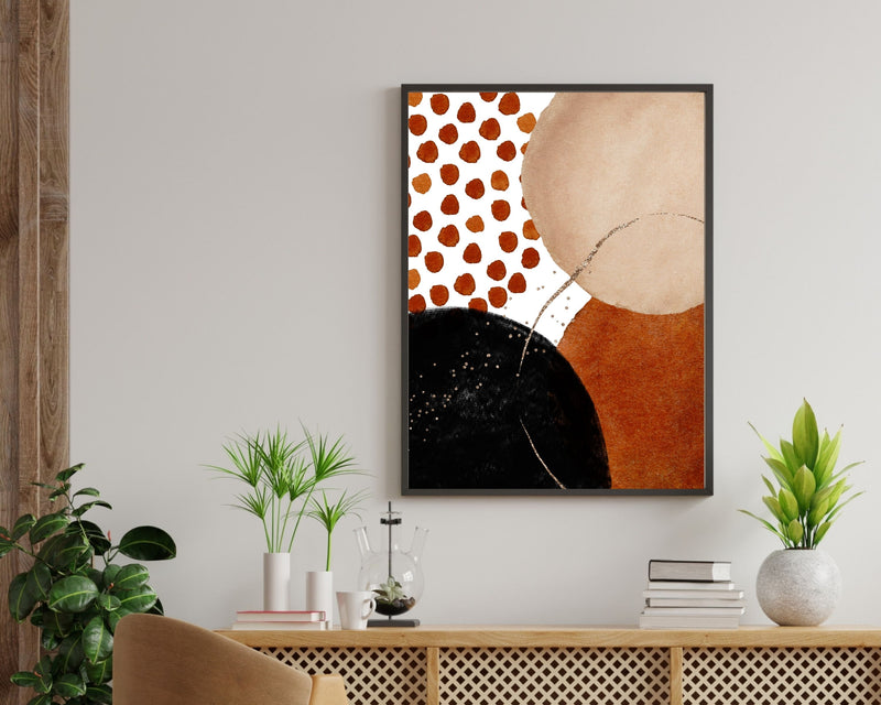 Abstract Boho Art Prints | Burnt Orange Gold Black