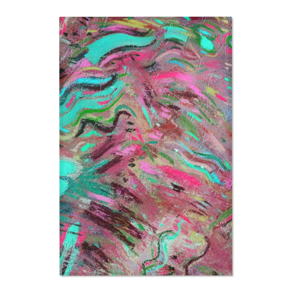 Abstract Area Rug | Pink Green Teal Acrylic