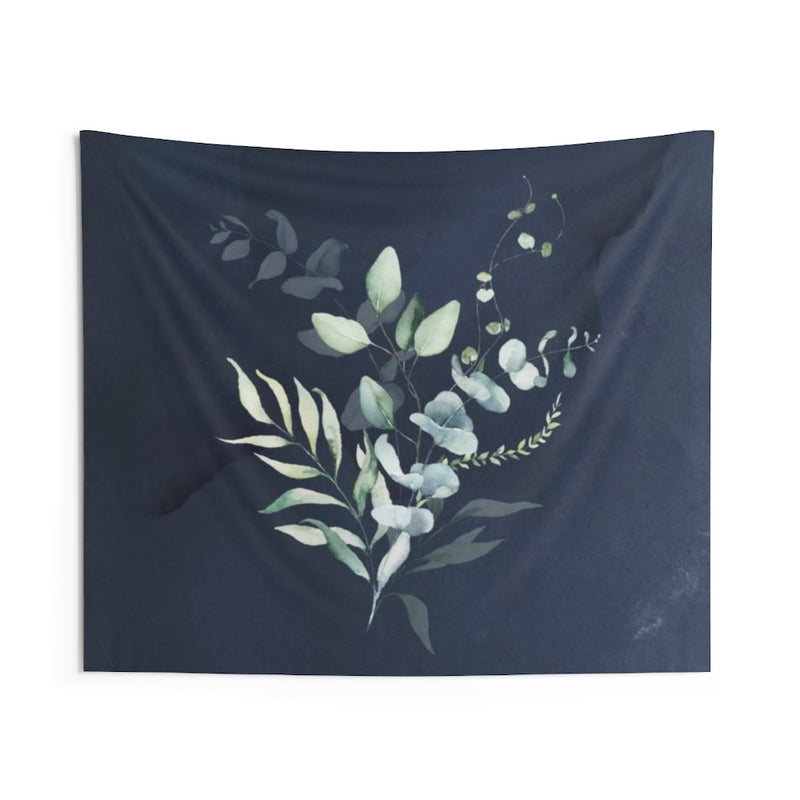 Floral Tapestry | Navy Blue Eucalyptus Leaves