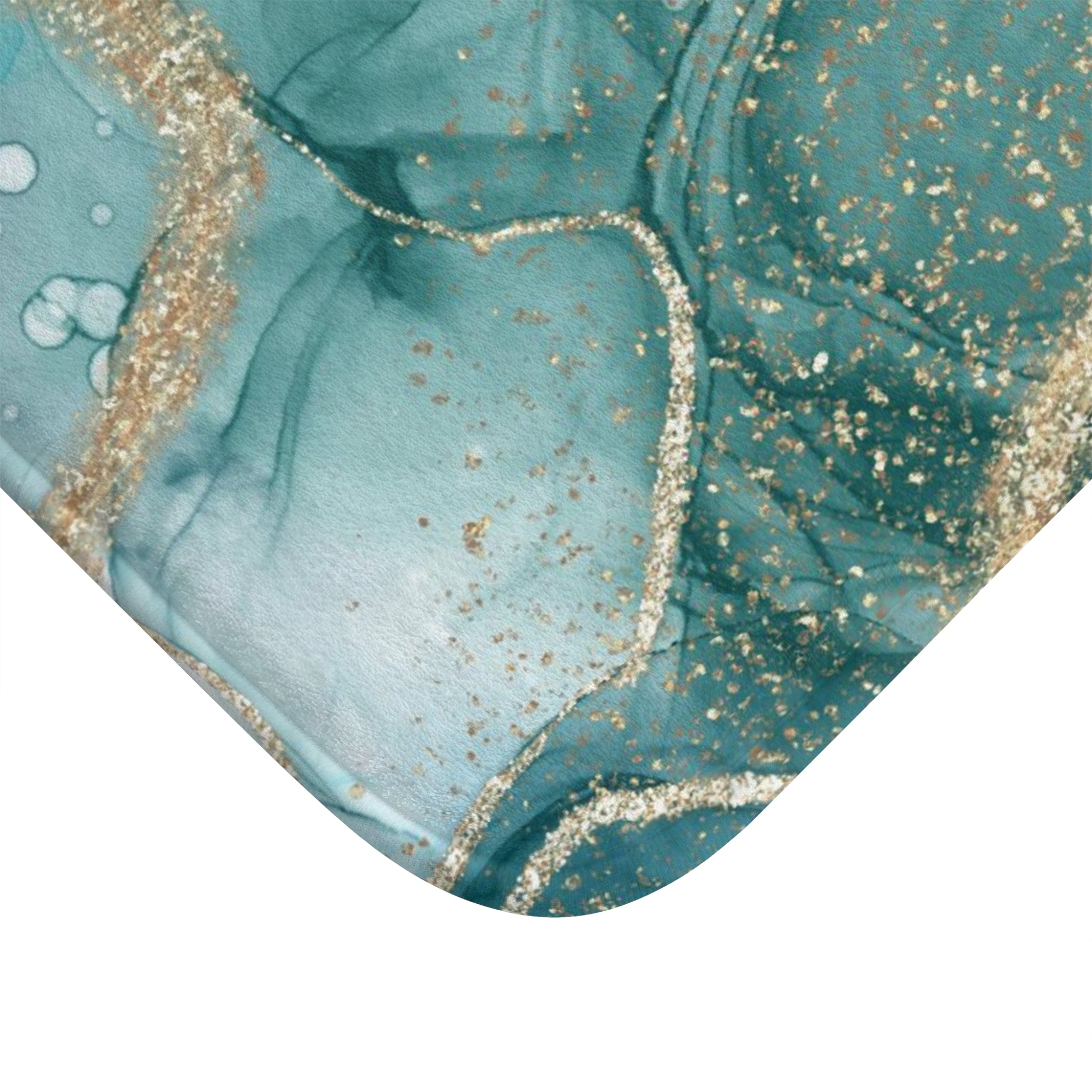 Marble Bath Mat | Teal Non Foil Gold