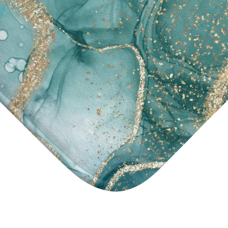 Marble Bath Mat | Teal Non Foil Gold