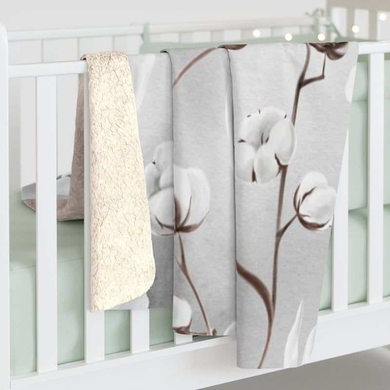 Floral Boho Comfy Blanket | Gray White Brown