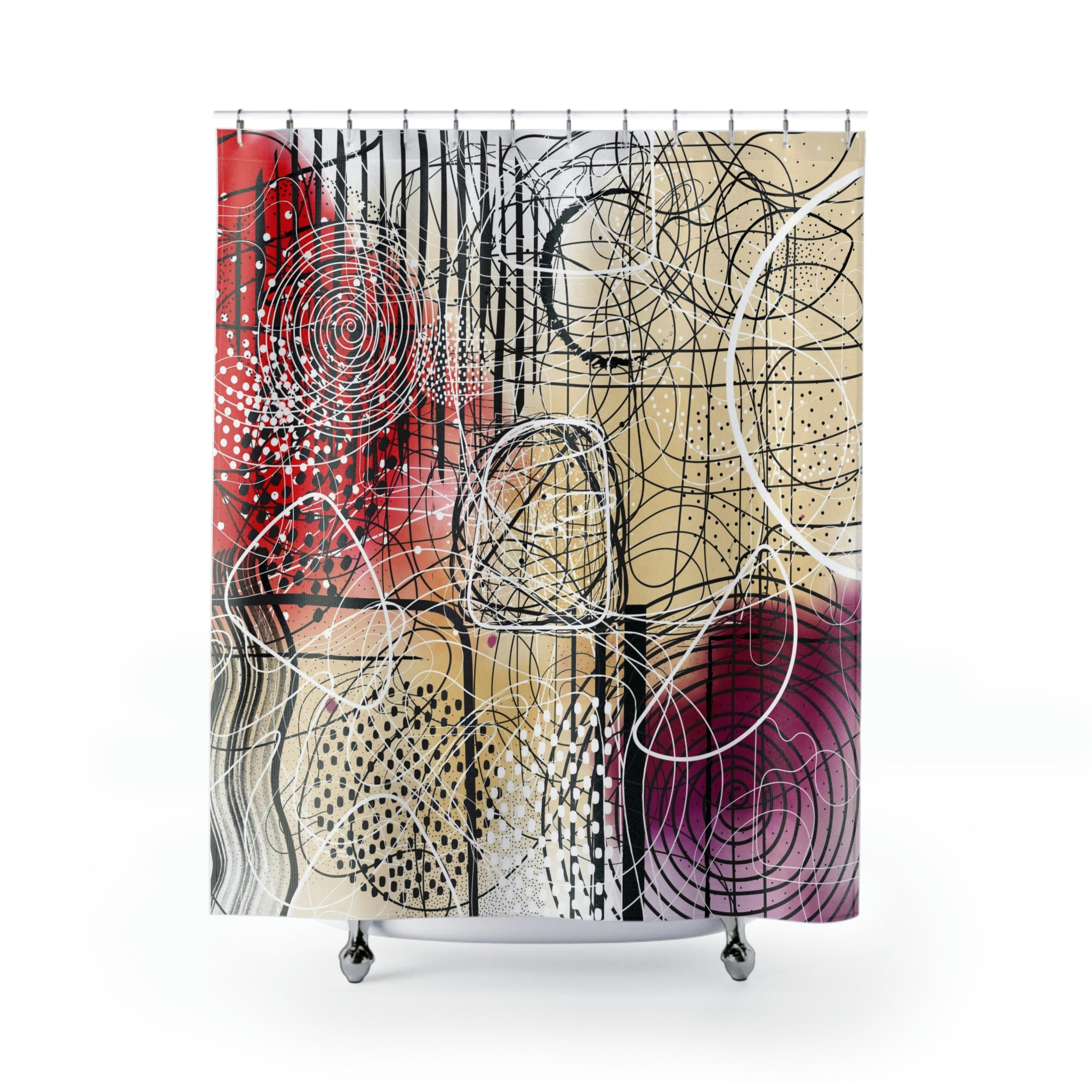 modern boho fabric shower curtain