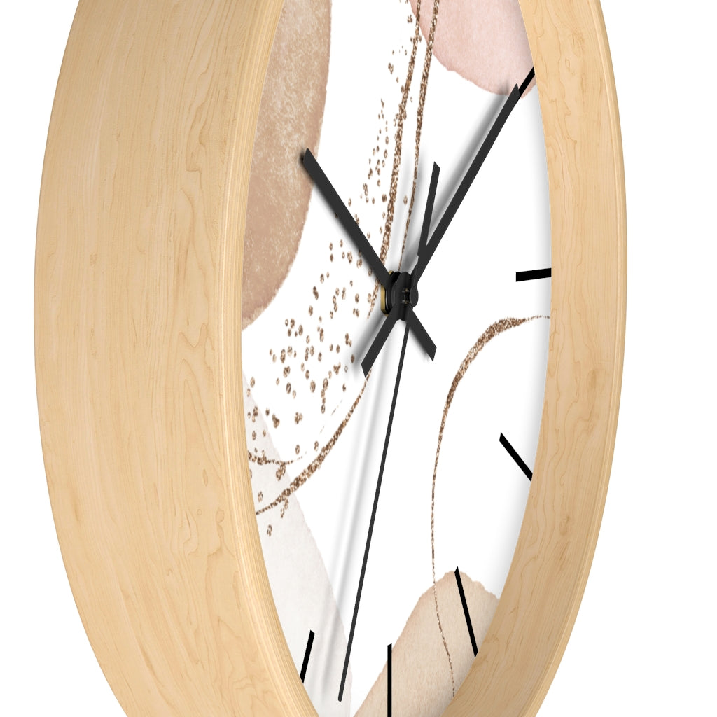 Wood,  Wall Clock, Pastel, Blush Pink 10"