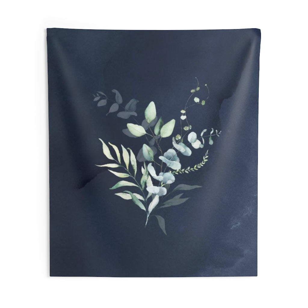 Floral Tapestry | Navy Blue Eucalyptus Leaves