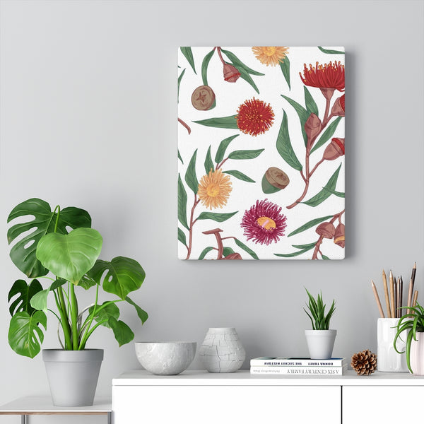 FLORAL CANVAS ART | White Red Green