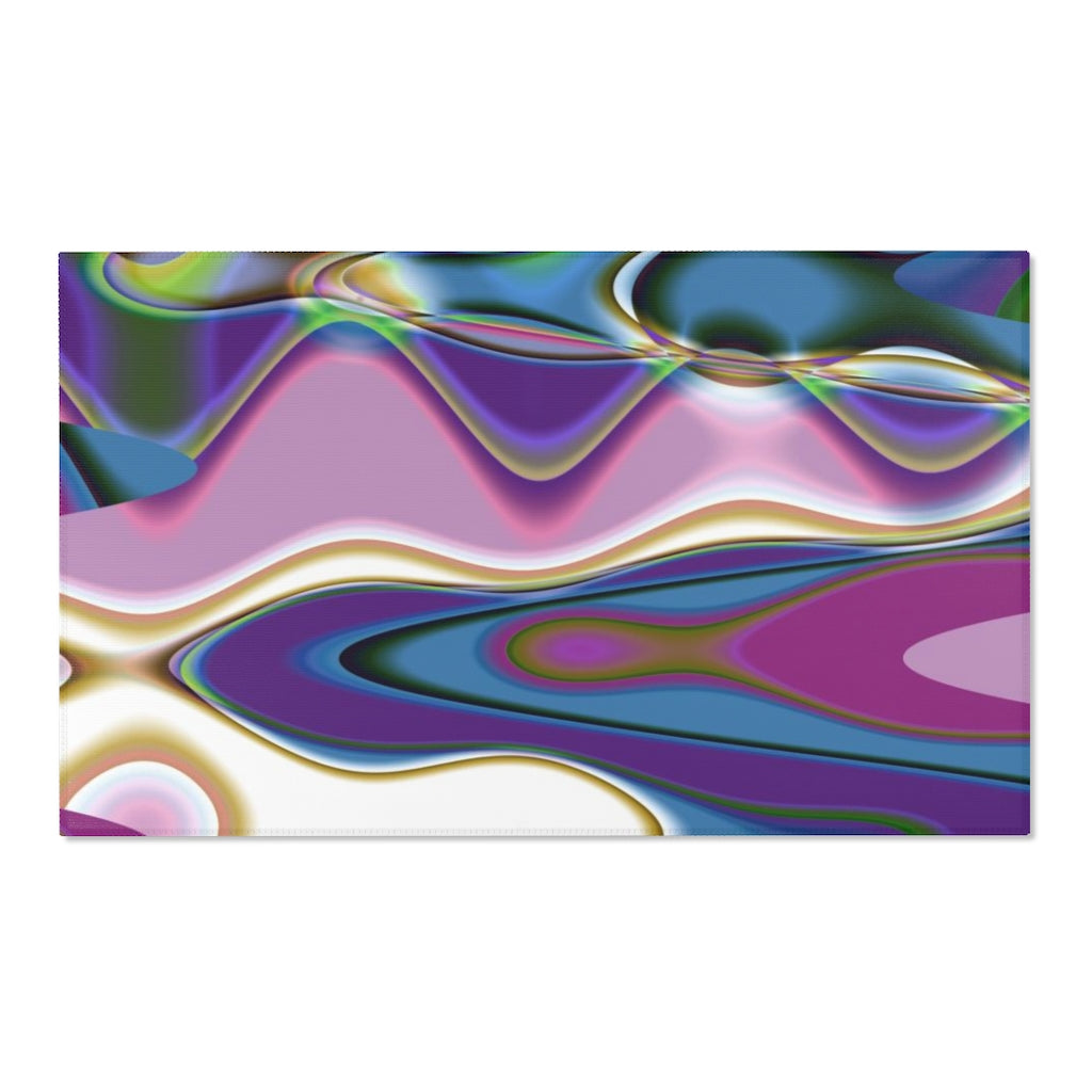 Abstract Area Rug | Blue Purple Green Swerve Lines