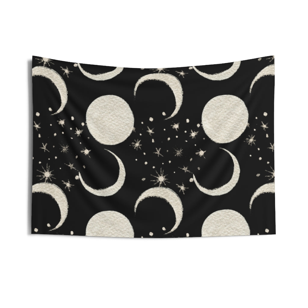 Mystical Tapestry | Beige Black Moon Phases