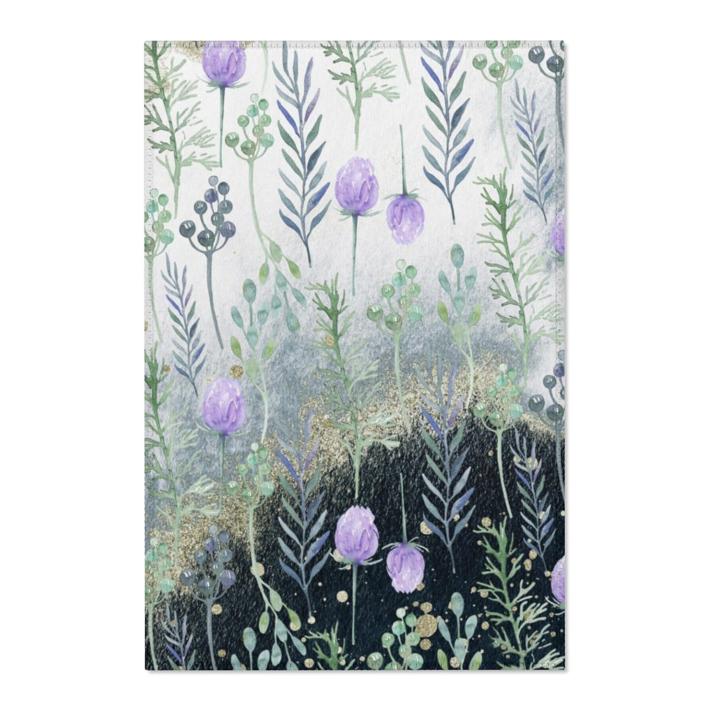 Floral Boho Area Rug | Gray Lavender Beige