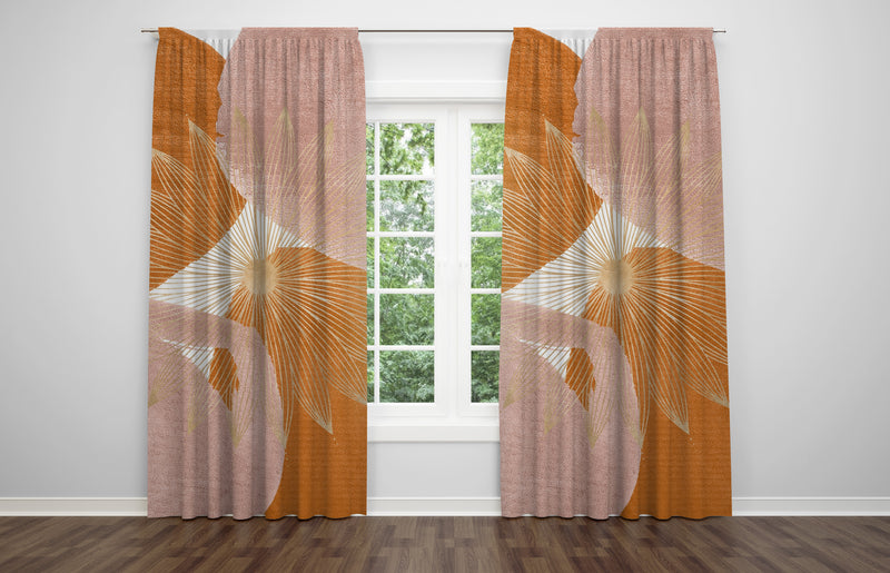 Abstract Window Curtains | Tumeric Orange Pink