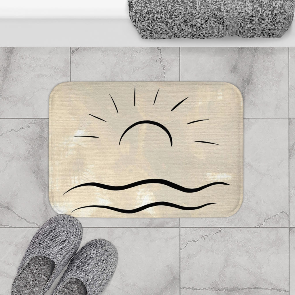 Terracotta Bath Mat | Beige Cream Sunrise | One Line Art